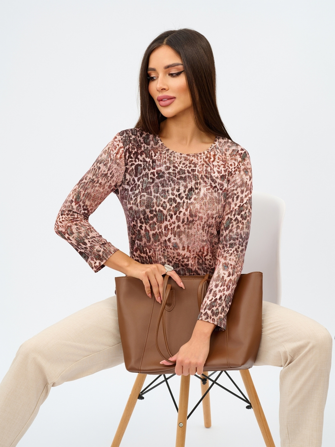 Лонгслив ЛНв-306/джинсбежевый-леопард