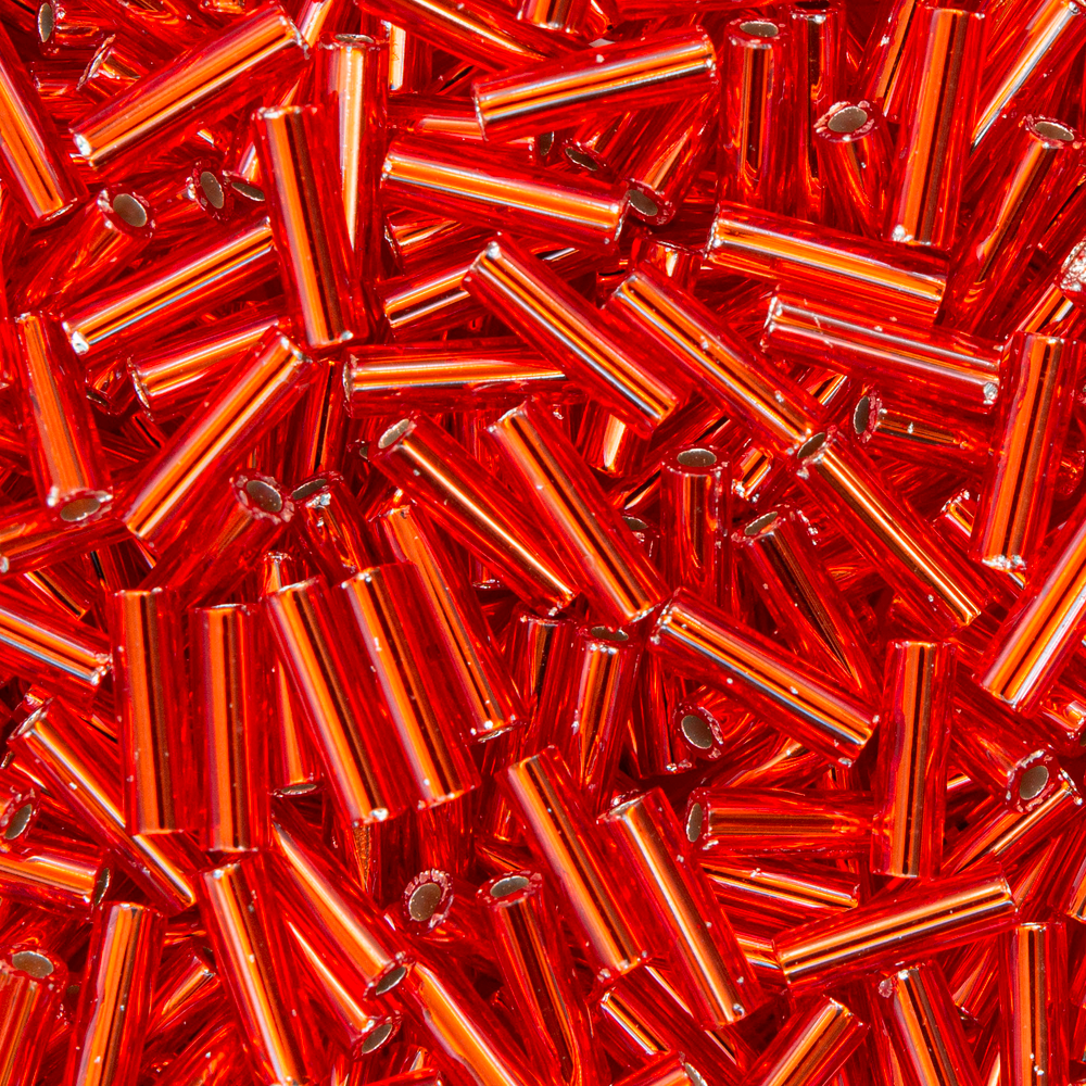 Японский бисер TOHO Bugle (стеклярус) 6mm (№25), с внутренним серебрением, прозрачный