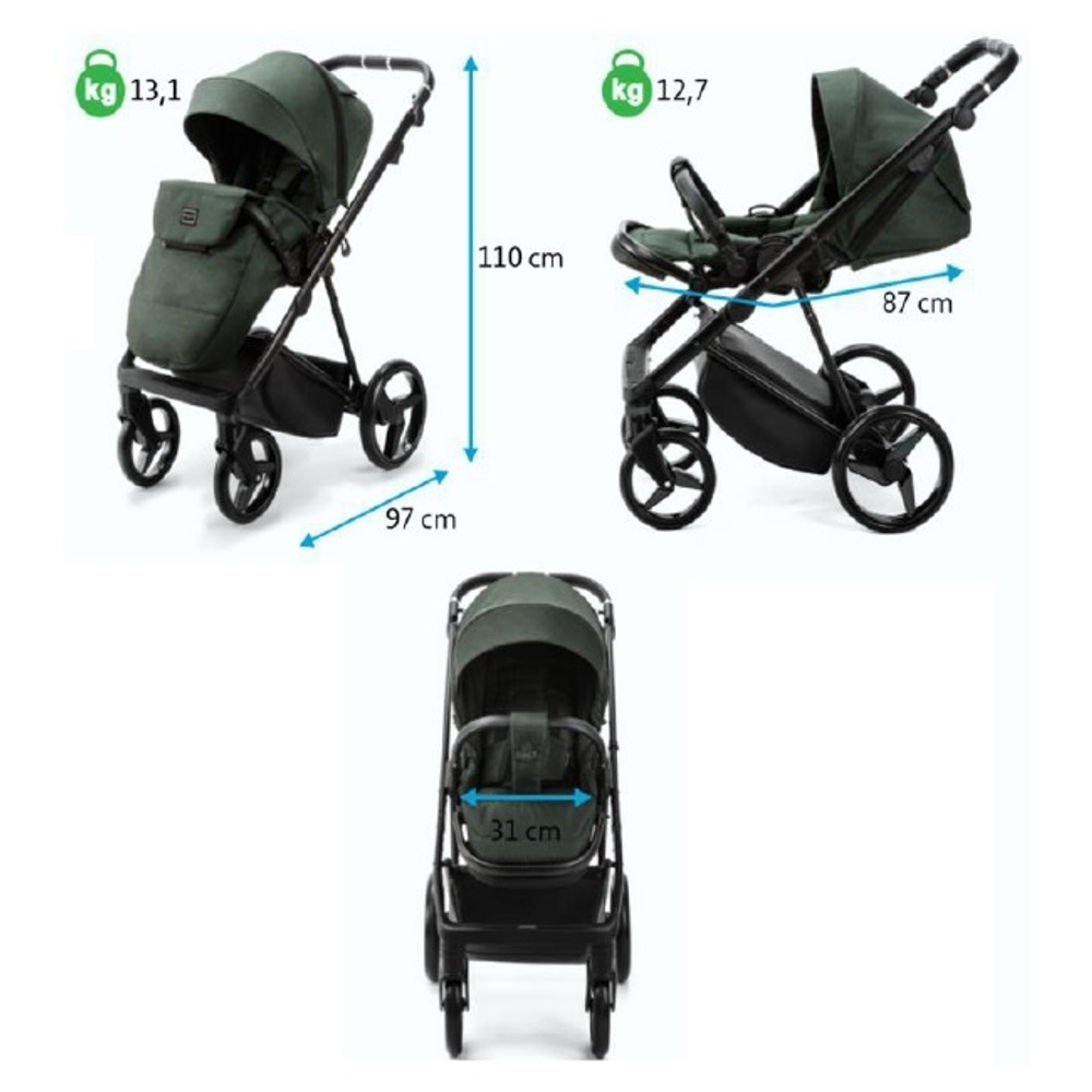 Детская универсальная коляска adamex Blanc 2 в 1 Deluxe BL-SA4 Серая экокожа