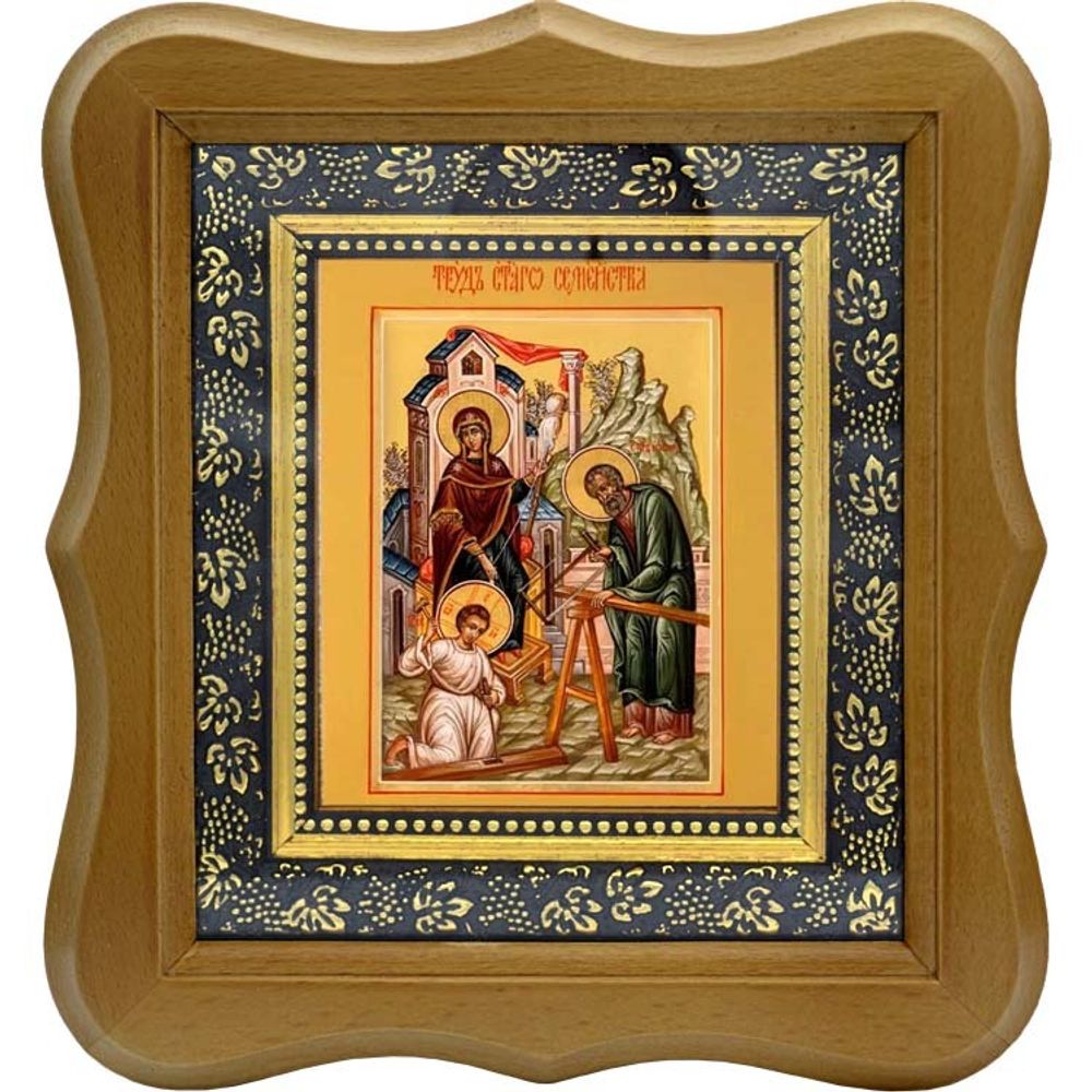 Труд Святого семейства. Икона на холсте.