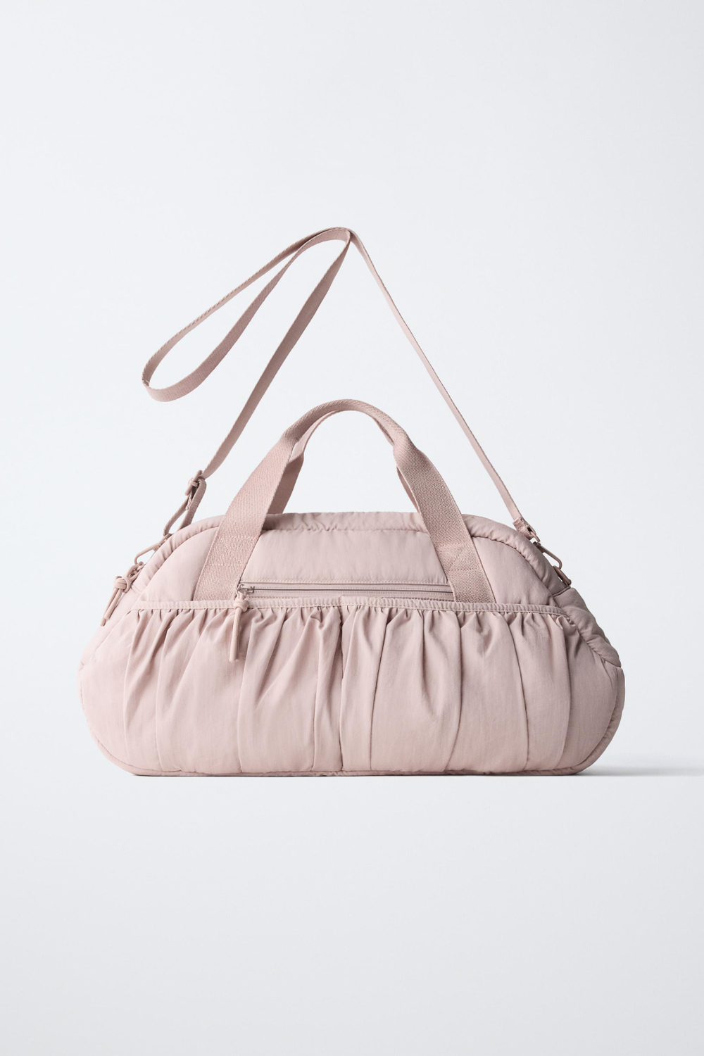 ZARA СТЕГАНАЯ СУМКА-БОУЛИНГ СО СБОРКАМИ, РОЗОВЫЙ