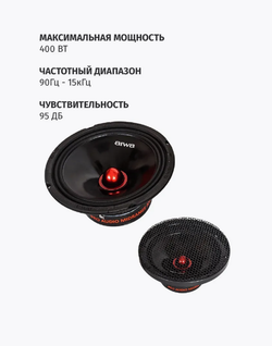 Акустика автомобильная Aiwa ASM-8008PRO, 8", 400 Вт, 2 полосы, 95 Дб