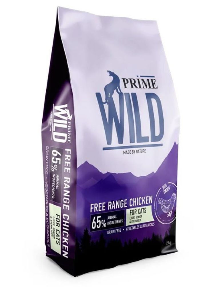 PRIME WILD GF FREE RANGE с курицей 2кг д/стерилизованных котят и кошек контроль веса