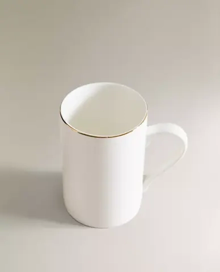 ZARA HOME ФАРФОРОВАЯ КРУЖКА С ЗОЛОТОЙ КАЙМОЙ, ЗОЛОТИСТЫЙ