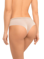 Трусики-бразилиана из кружева с сетчатой структурой (Размер: XL) (Цвет: бежевый)