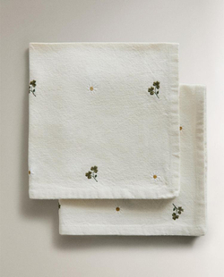 ZARA HOME САЛФЕТКИ С ВЫШИВКОЙ (2 ШТ.), ЭКРЮ