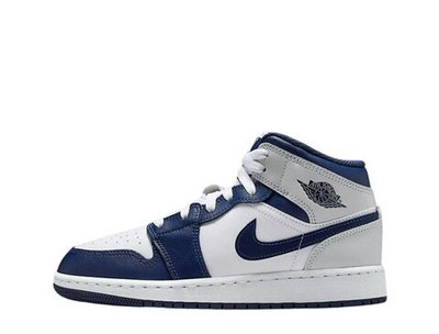 Баскетбольные кроссовки Air Jordan 1 Mid (GS) Navy-Grey Shoes
