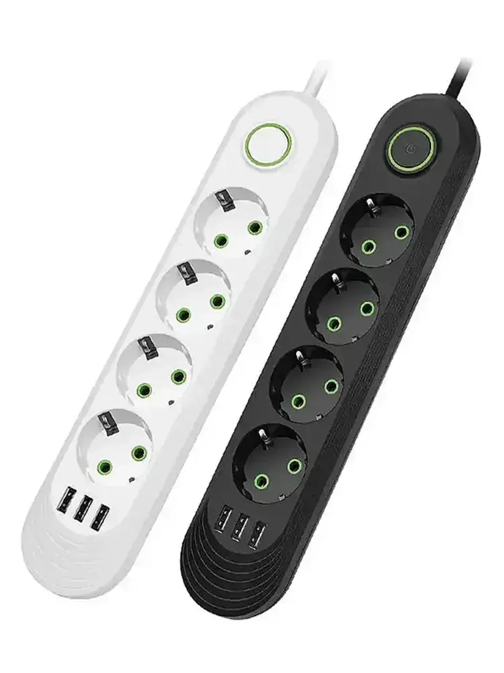 Сетевой фильтр 2 м, 4 розетки, 3 USB