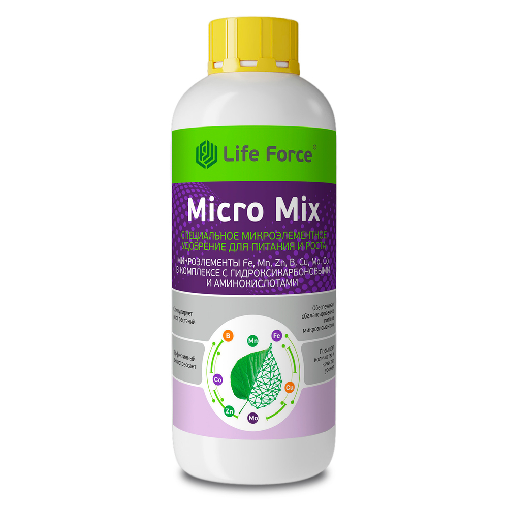 Специальное микроэлементное удобрение для питания и роста Life Force Amino Micro Mix бутылка 1 литр