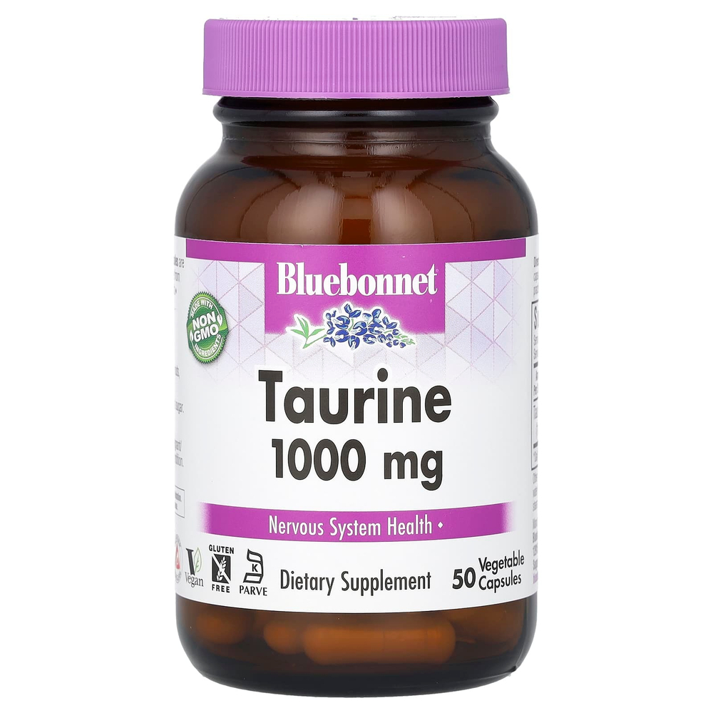 Bluebonnet Nutrition, таурин, 1000 мг, 50 растительных капсул