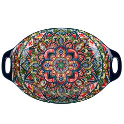 Блюдо с ручками "Arabesque" (синий) 31*20*5см (min6) (транспортная упаковка)