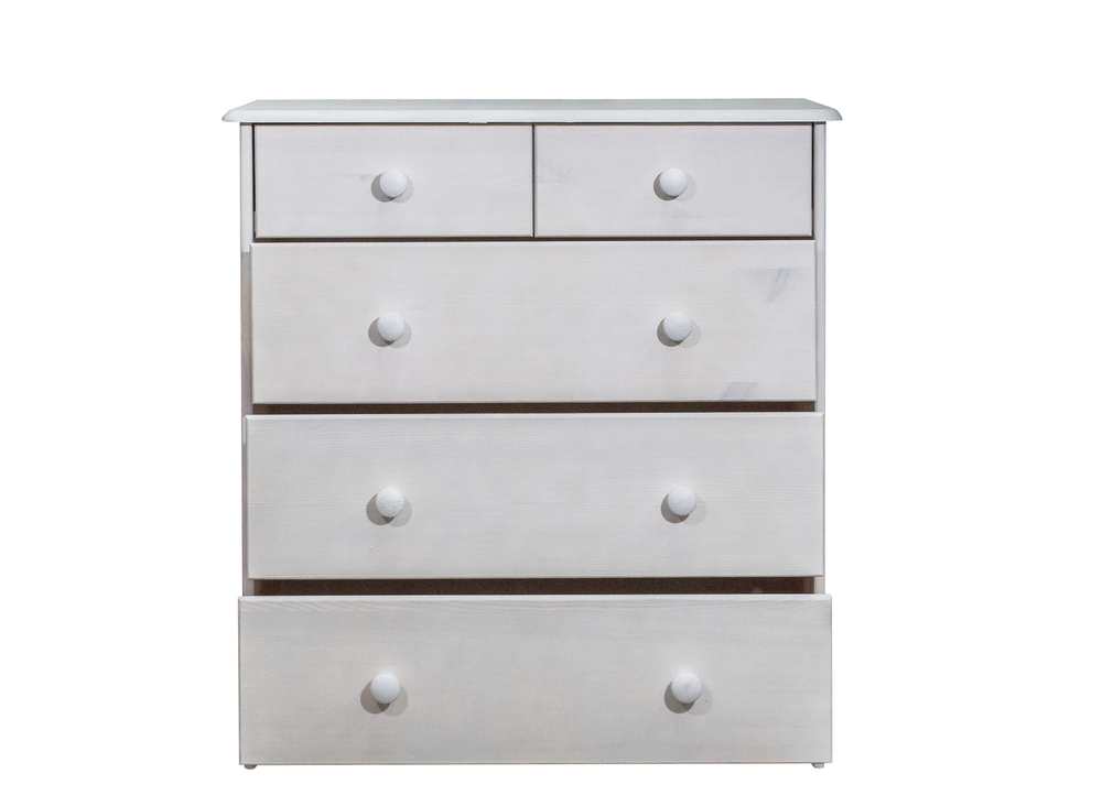 Комод Хаба для одежды 5 ящиков деревянный, белый