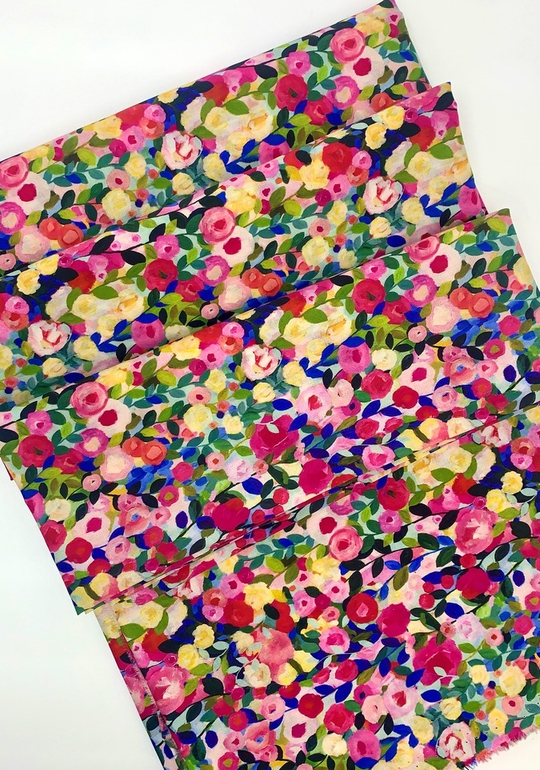 Коттон принт, цветы мелкие фуксия/розовый/зеленый/синим DGT