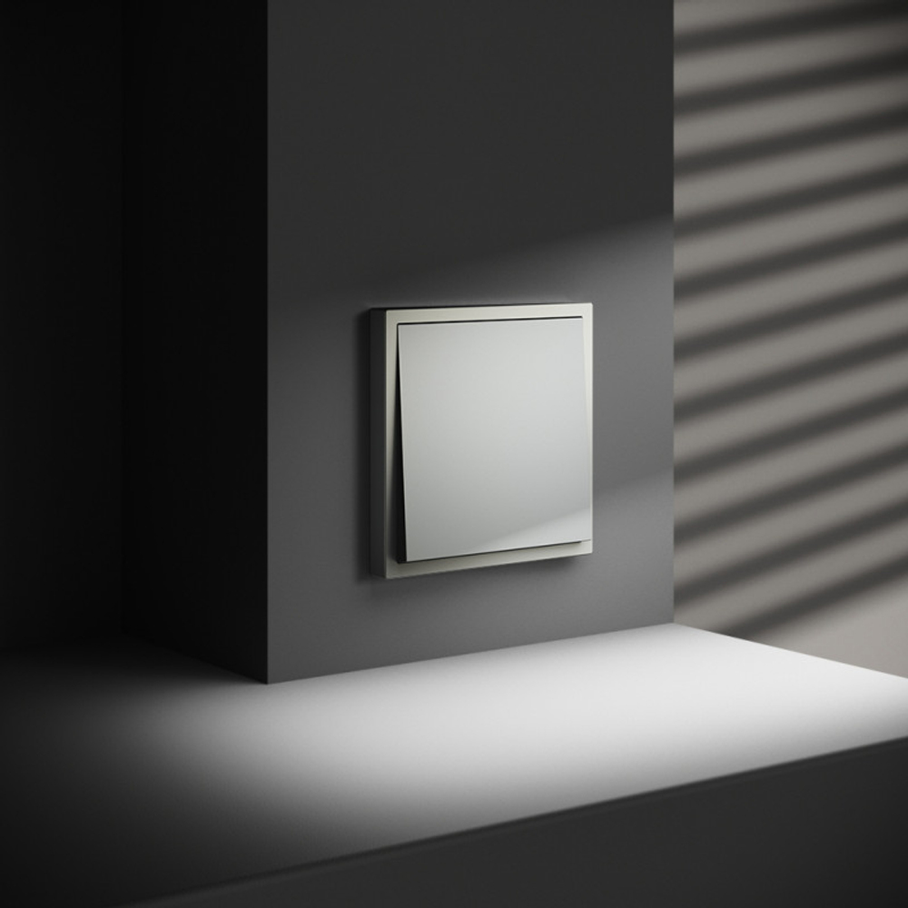 Перекрестный переключатель встраиваемый VOLTUM S70 одноклавишный 10А, (сталь)