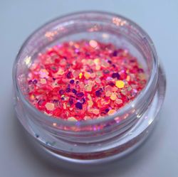 1745 Шестигранники микс "Крылья феи" 2 г флуоресцентные