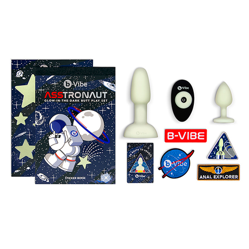 Анальный набор светящийся в темноте b-Vibe Asstronaut Glow in the Dark Set BV-046