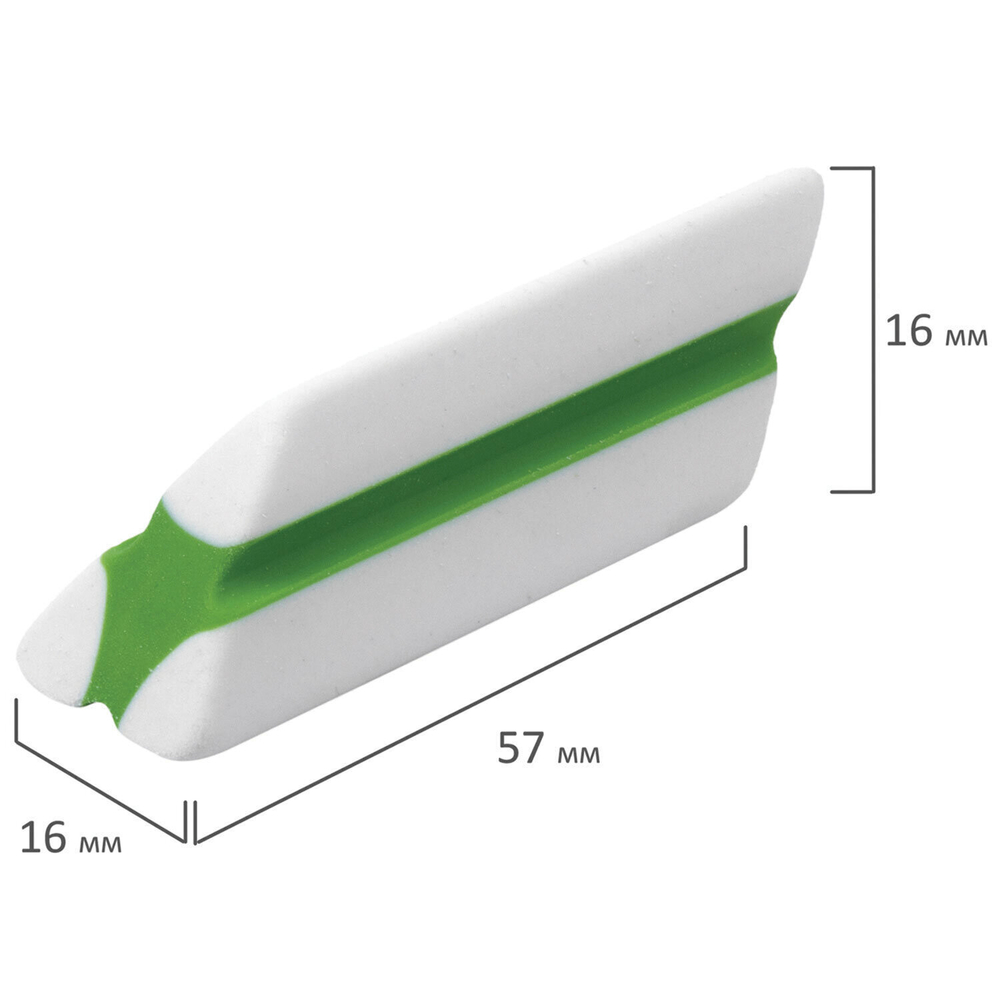 Ластик BRAUBERG «Jet», 57×16×16 мм, цвет ассорти, ( 4 штуки ), треугольный, скошенные края.