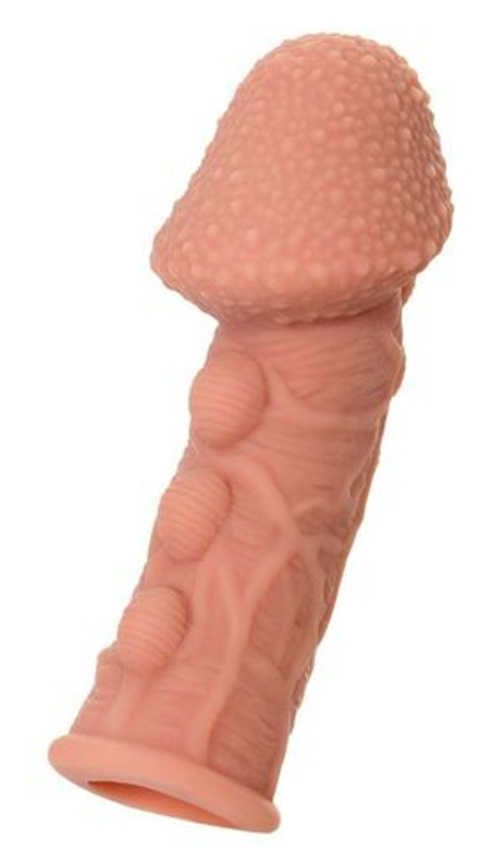 Насадка на фаллос с пузыриками, венками и ребристостью Extreme Sleeve 009 M-size - 14,7 см.