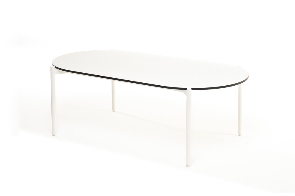 "Диего" журнальный стол из HPL 120х60 H40, каркас белый муар, цвет "молочный"