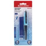 Ручка стираемая гелевая с эргономичным грипом BRAUBERG REPEAT, СИНЯЯ, +3 сменных стержня, узел 0,7 мм, линия письма 0,5 мм, 143663
