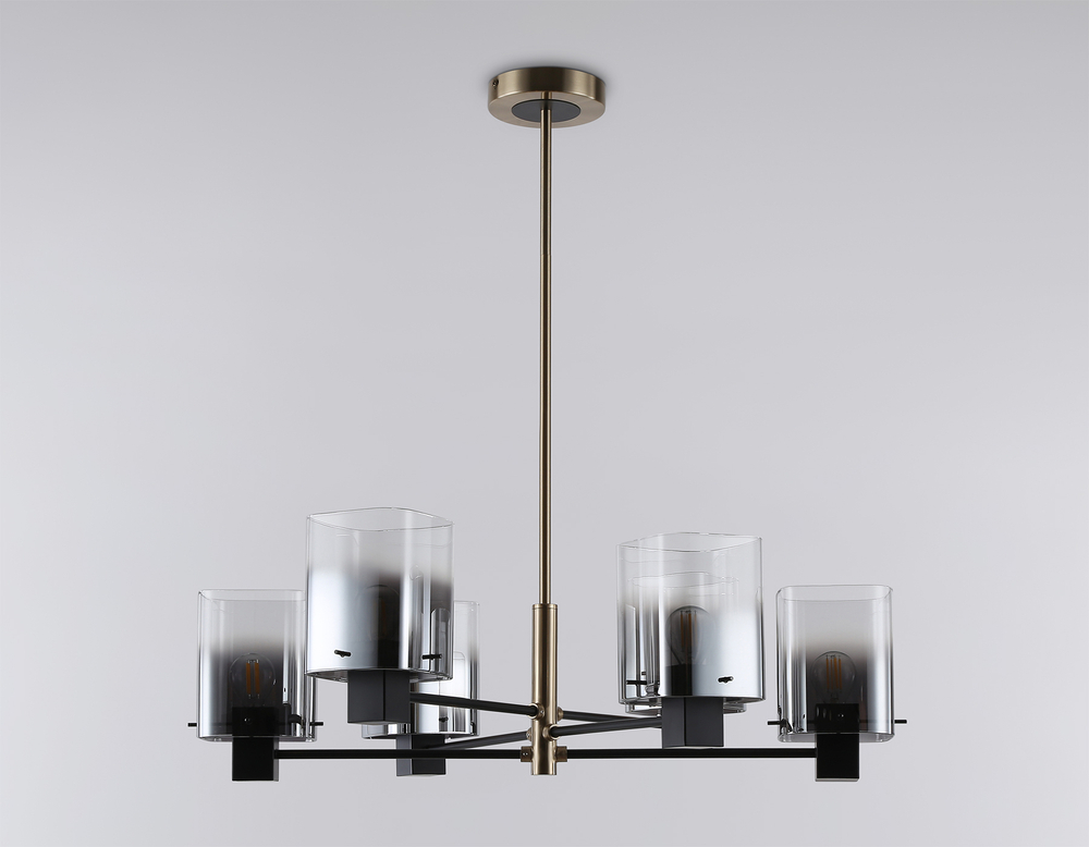 Светильник подвесной LH57041/6 BK/DBS/SM черный/темная латунь/дымчатый E14/6 max 40W D690*690