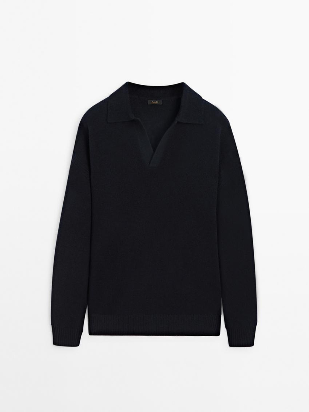 Massimo Dutti Свитер из смесовой шерсти, темно-синий