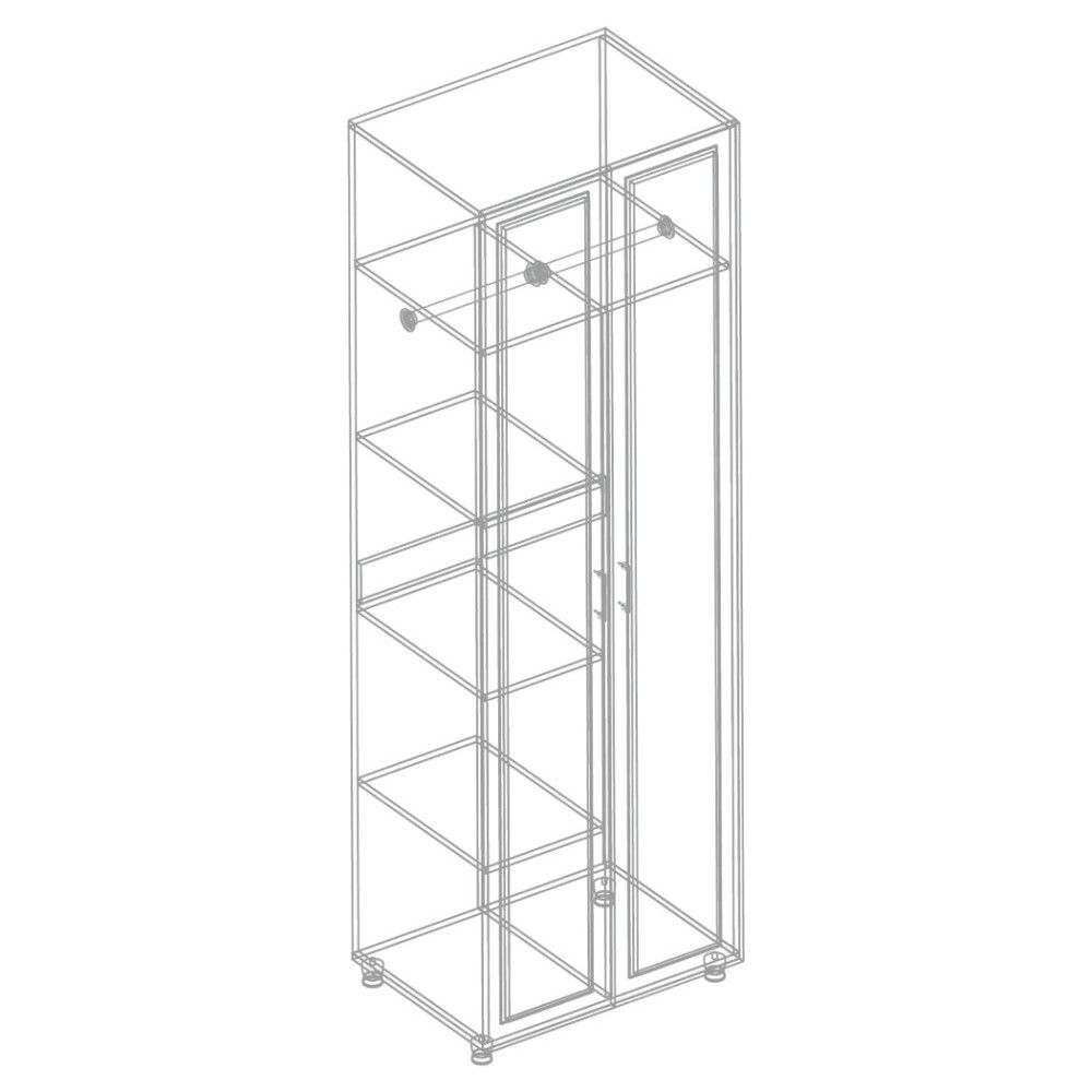 Шкаф 2-ств с 2 отделениями с зеркалом  МС "Сандра"(Белый лофт)