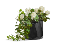 Кашпо TREEZ ERGO - серия Rombo - Цилиндр-многогранник- Антрацит