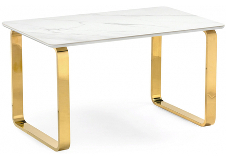 Керамический стол Woodville Селена 4 160х90х77 белый мрамор, золото
