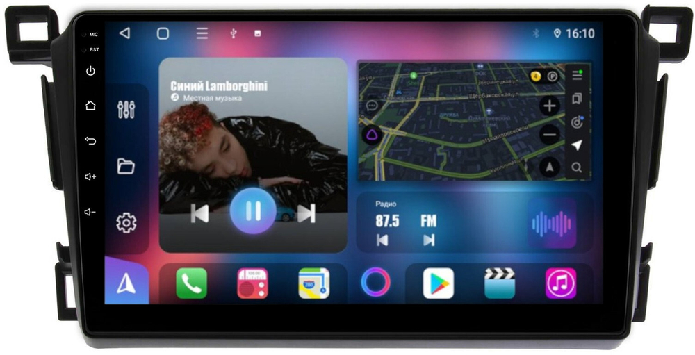 Магнитола для Toyota RAV4 XA40 2012-2019 (рамка под 9") - FarCar 7055-9M монитор 9" QLED на Android 13, 8 ядер (TS18), CarPlay, 4G SIM-слот