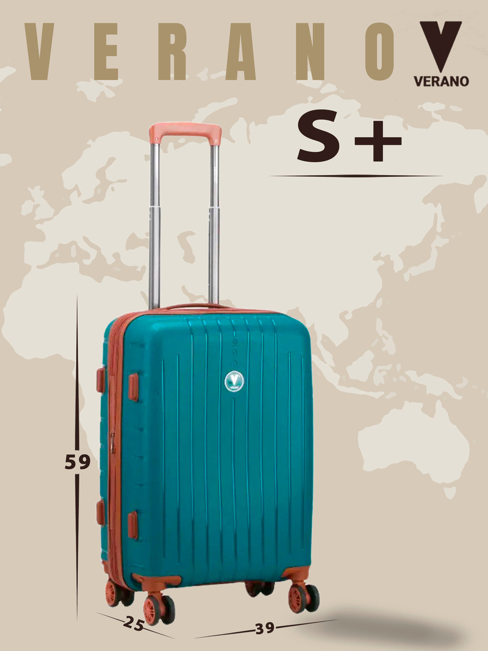 Чемодан мини "Verano" из полипропилена, съёмные колёса