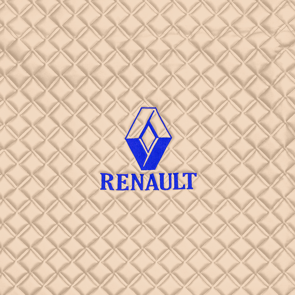 Ковры RENAULT T (автомат) (экокожа, бежевый, бежевый кант, синяя вышивка)
