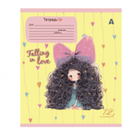 Тетрадь 12л., линия, Alingar, скрепка, блок офсет, 100% белизна, мелованный картон (стандарт), "Милые девочки"