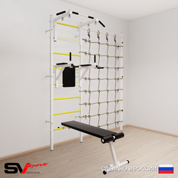 Шведская стенка Sv Sport усиленная 6050 (Турник стандарт/Брусья/Скамья/Канатный лаз)