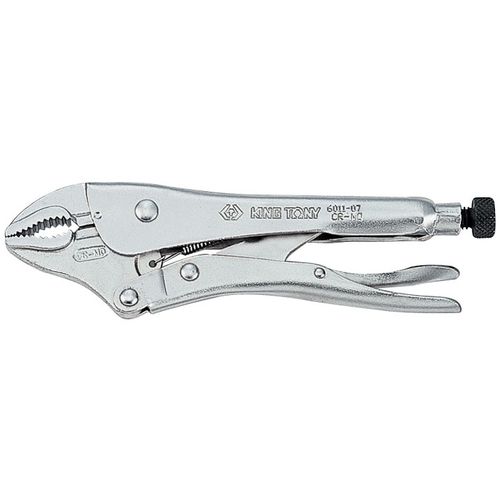 KING TONY (6011-07R) Зажим с фиксатором 185 мм, с закругленными губками