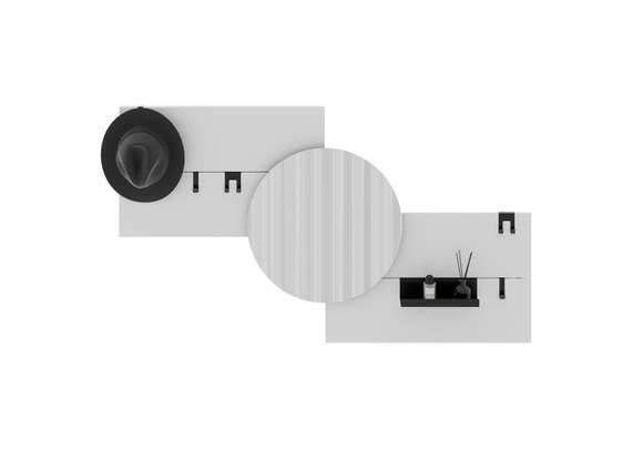 Вешалка Stripe M горизонтальная с зеркалом D 60 см (белый)