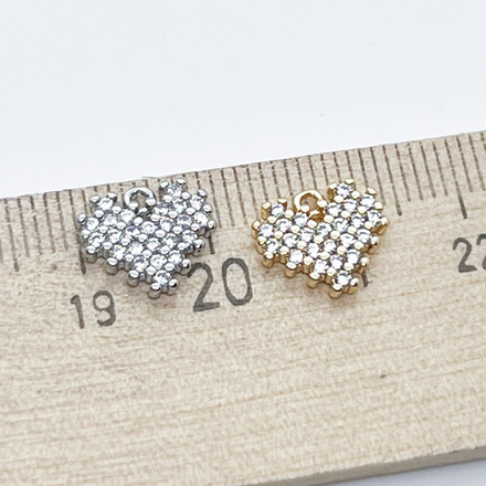 Подвеска Сердце, цвет золото, фианиты, размер 10*9 мм, цена за 1 шт