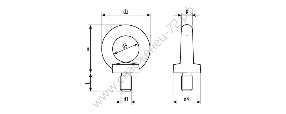 ЗУБР DIN 580 М12, кованый рым-болт, 10 шт, Профессионал (4-304315-12)