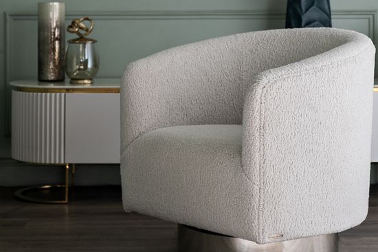 48MY-KRES-2841 SER Кресло вращающееся, иск.каракуль серый 79*74*79cм