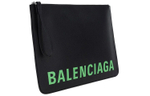 Balenciaga Leather Clutch Unisex Black