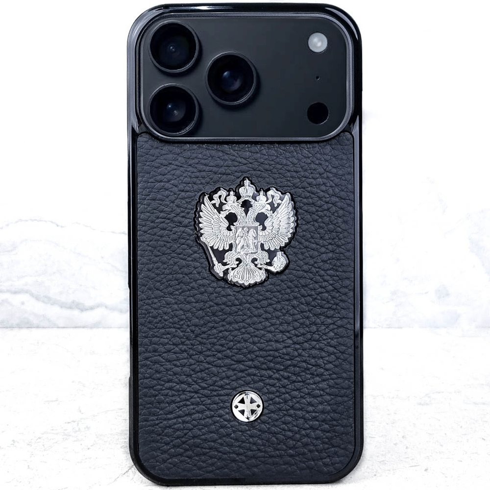 Премиальный чехол iphone с гербом России купить - Euphoria HM Premium - натуральная кожа, ювелирный сплав