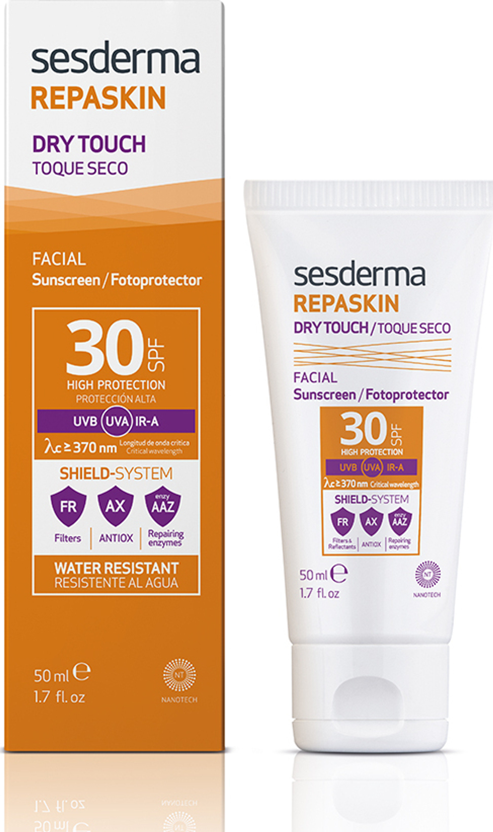 Sesderma REPASKIN DRY TOUCH  Facial Sunscreen SPF 30 - Средство солнцезащитное для лица с матовым  эффектом СЗФ 30, 50 мл