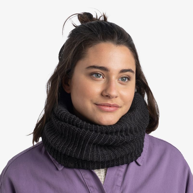Вязаный шарф-труба с флисом Buff Neckwarmer Knitted Fleece Vaed Black Фото 8