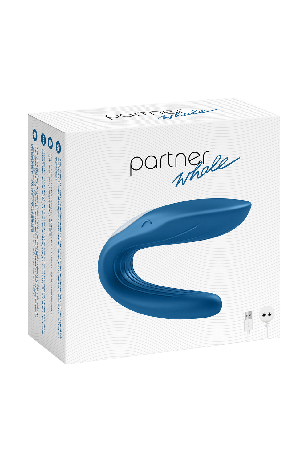 Многофункциональный стимулятор для пар Satisfyer Partner Whale, силикон, голубой, 17 см.