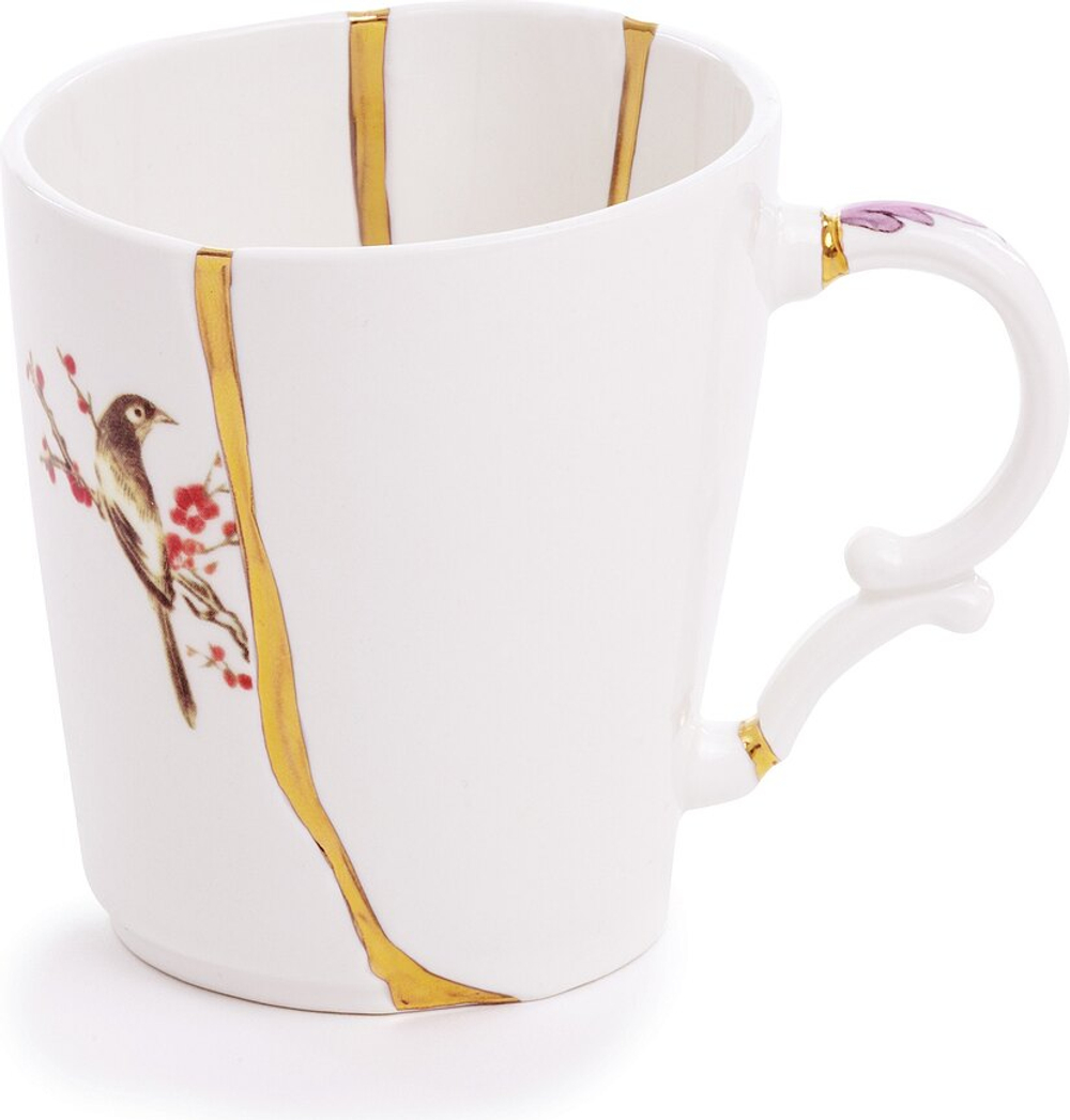 Кружка Seletti Kintsugi 3, 8,5 см, фарфор, белая
