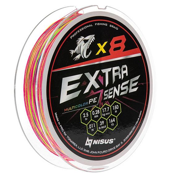 Шнур Extrasense X8 PE Multicolor 150m 2.5/39LB 0.28mm (N-ES-X8-2.5/39LB) NISUS