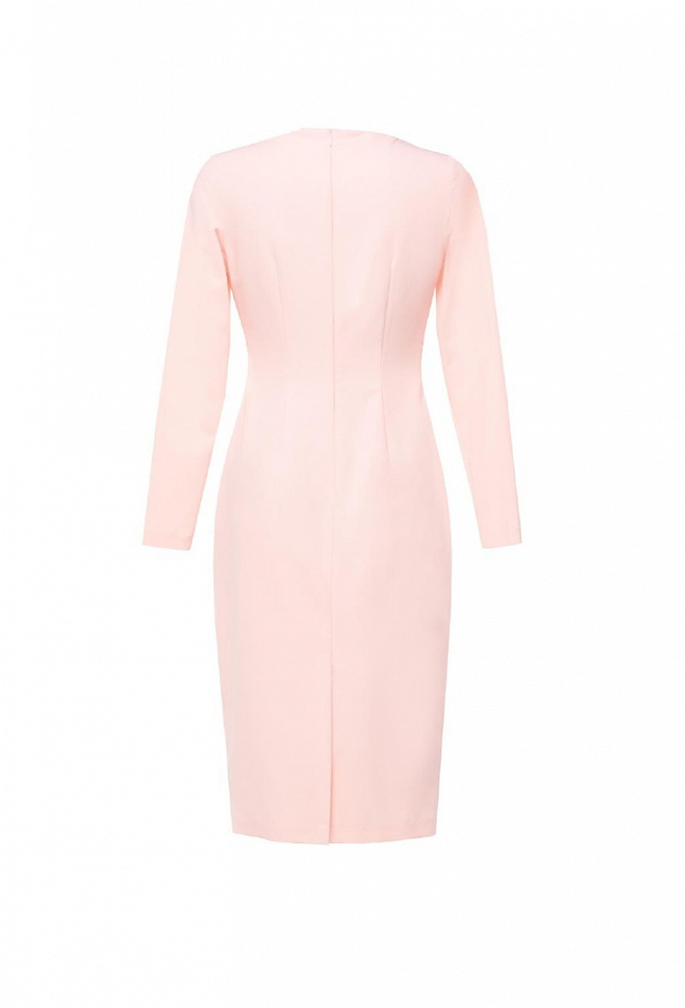 Платье футляр розовое с фигурным вырезом горловины 18-03-19FW