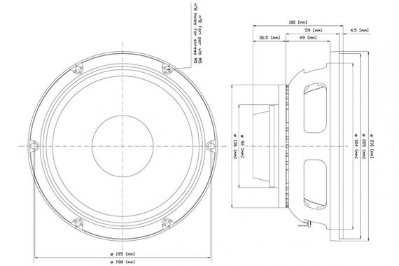 EighteenSound 8NMB420/8 среднебасовый динамик, диаметр 8 дюймов, 280Вт