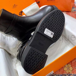 Женские ботинки Hermes Veo кожаные в черном цвете