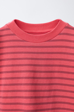 ZARA ФУТБОЛКА В ПОЛОСКУ, ТЕМНАЯ ФУКСИЯ